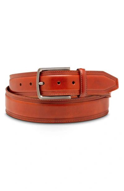 Shop Bosca Sorento Leather Belt In Cognac