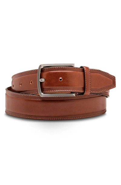Shop Bosca Sorento Leather Belt In Dark Brown