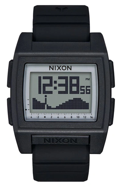 Shop Nixon Base Tide Pro Digital Silicone Strap Watch, 42mm In Black / Positive
