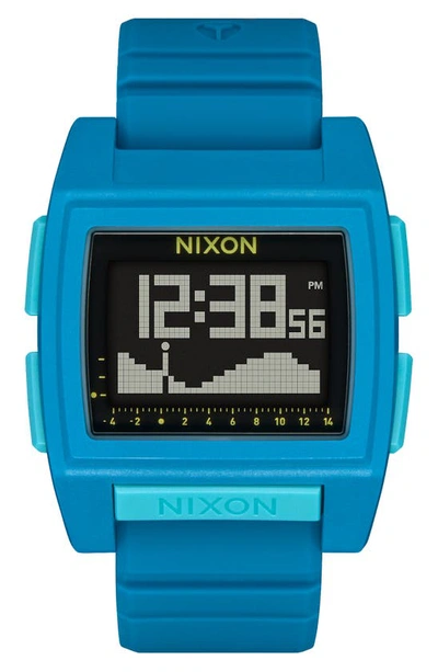 Shop Nixon Base Tide Pro Digital Silicone Strap Watch, 42mm In Sapphire
