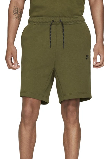 Shop Nike Sportswear Tech Fleece Shorts In Rough Green/ Black