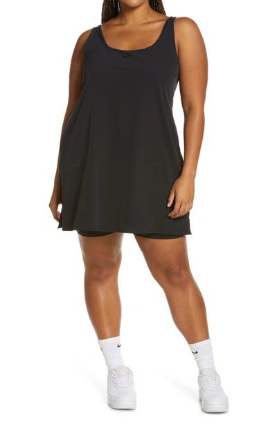 Shop Nike Bliss Lux Tank Romper Dress In Black/ Clear