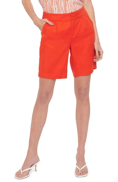 Shop Nydj Modern Linen Blend Bermuda Shorts In Orange Poppy