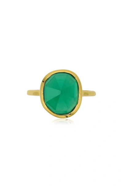 Shop Monica Vinader Siren Semiprecious Stone Ring In Green Onyx/ Yellow Gold