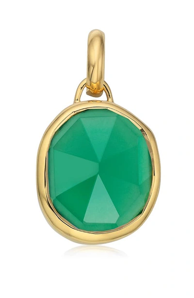 Shop Monica Vinader Siren Semiprecious Stone Pendant Charm In Green Onyx/ Yellow Gold