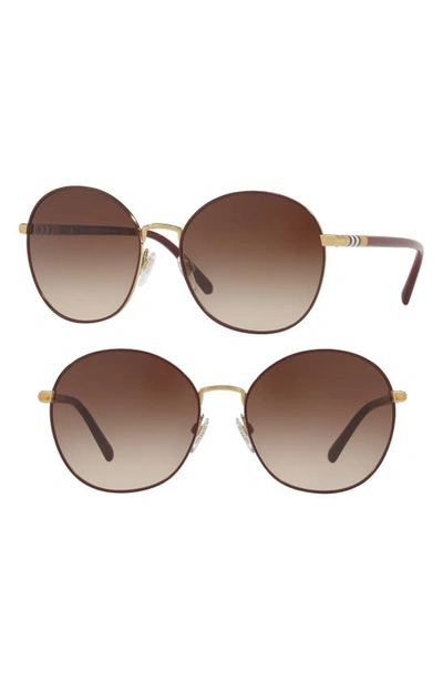 Shop Burberry 56mm Gradient Round Sunglasses In Lite Gold