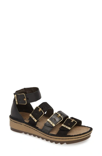 Shop Naot 'begonia' Sandal In Black/ Black Leather