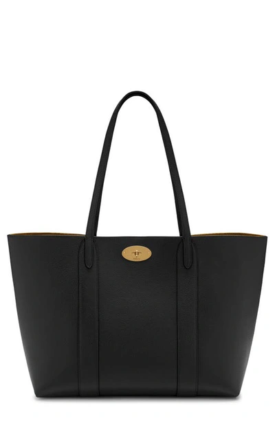Shop Mulberry Bayswater Leather Tote In Black/ Oak