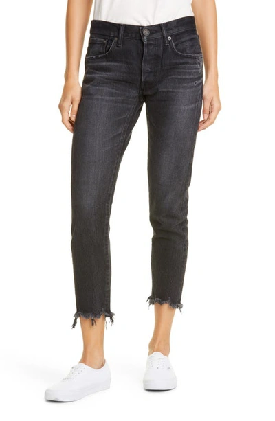 Shop Moussy Vintage Staley Tapered Ankle Jeans In Black
