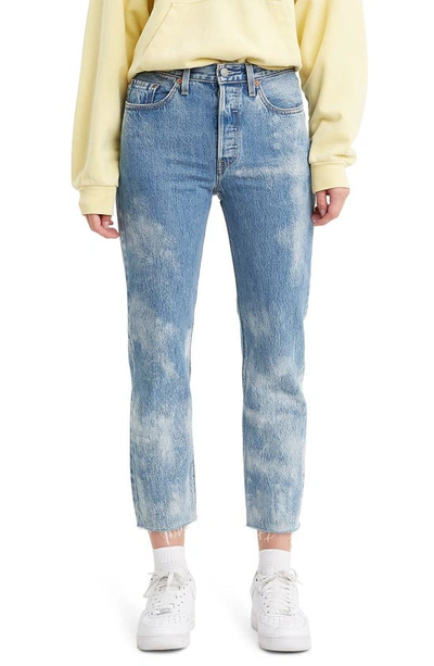 Shop Levi's 501 High Waist Fray Hem Crop Straight Leg Jeans In Grain Of Salt