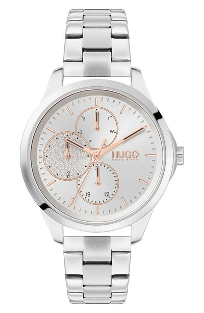 Shop Hugo Fearless Bracelet Watch, 36mm In Silver/ Silver White