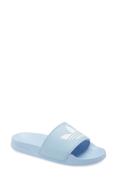 Shop Adidas Originals Adilette Comfort Slide Sandal In Clear Sky/ White/ Clear Sky