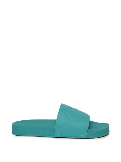 Shop Bottega Veneta Rubber Intreccio Slide Sandal In Blue