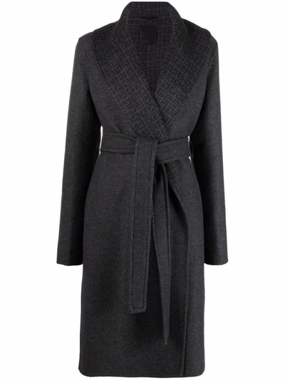 Shop Givenchy 4g-lining Belted Mid-length Coat In Black