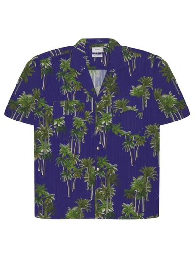 Shop Rhude Short Sleeve Palm Tree Print Shirt Blue And Green