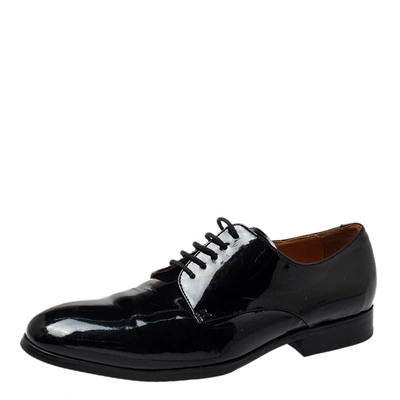 Pre-owned Balmain Black Patent Leather Lace Up Oxfords Size 42
