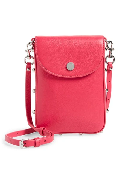 Shop Rebecca Minkoff Envelope Leather Phone Crossbody Bag In Acid Pink