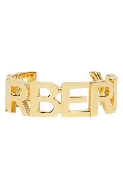 Shop Burberry Logo Cuf Bracelet In Light Gold