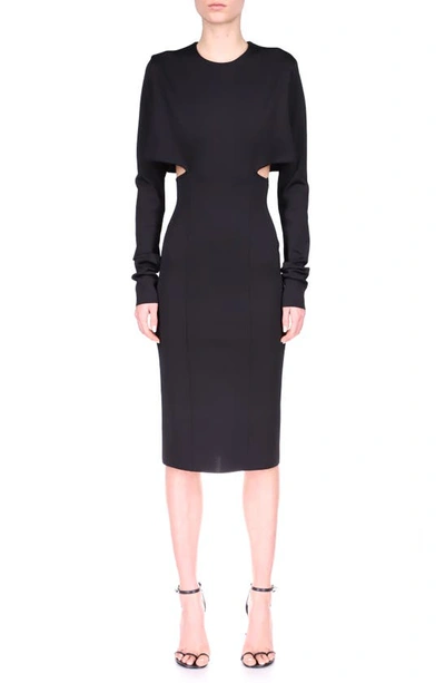 Shop Givenchy Long Sleeve Punto Milano Sheath Dress In Black
