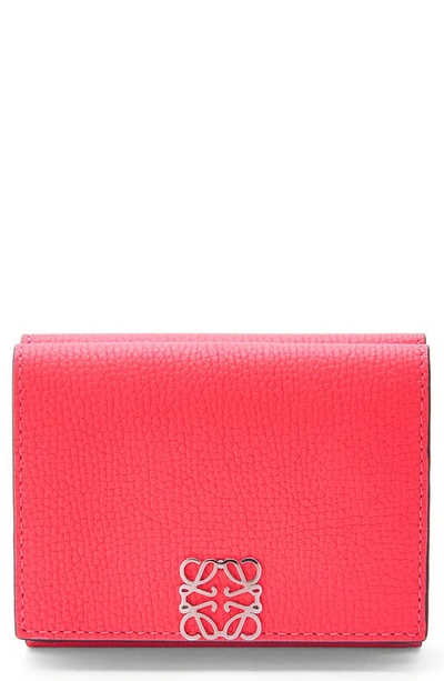 Shop Loewe Leather Trifold Wallet In Pink Tulip