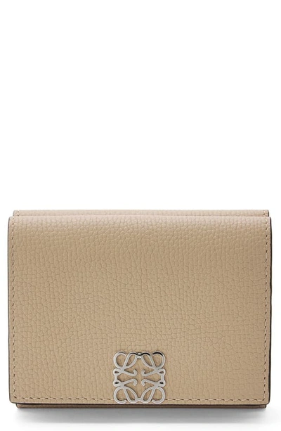 Shop Loewe Leather Trifold Wallet In Sand