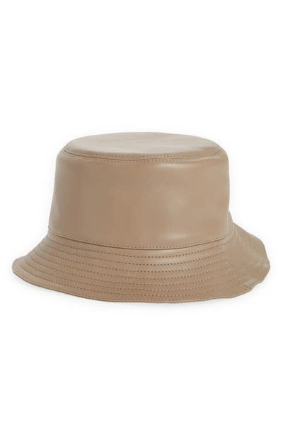 Shop Loewe Logo Zip Leather Bucket Hat In Sand
