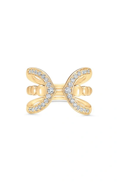 Shop Sara Weinstock Lucia Pavé Diamond Open Ring In 18k Yellow Gold