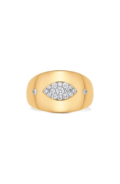 Shop Sara Weinstock Aurora Marquise Diamond Signet Ring In 18k Yg