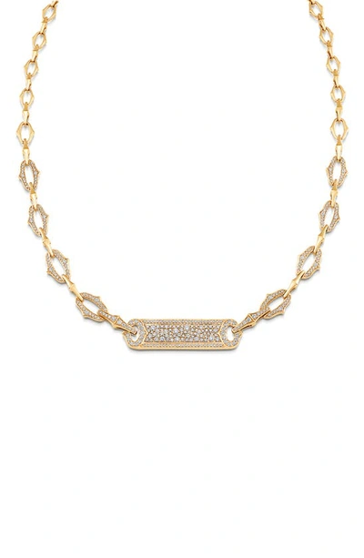 Shop Sara Weinstock Lucia Pavé Diamond Bar Pendant Necklace In 18k Yellow Gold