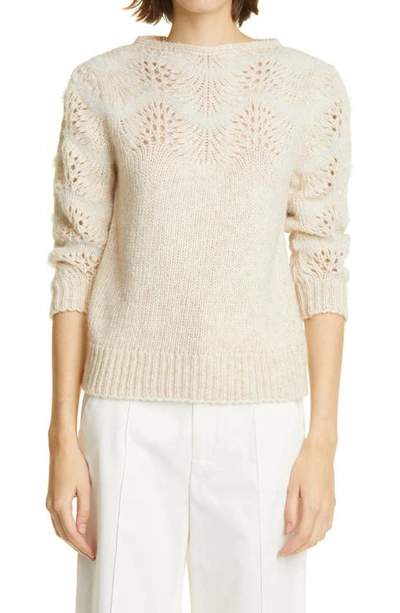 Shop Merlette Philemon Pointelle Wave Sweater In Ivory