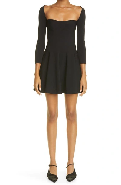 Shop Khaite Dylan Knit Fit & Flare Minidress In Black