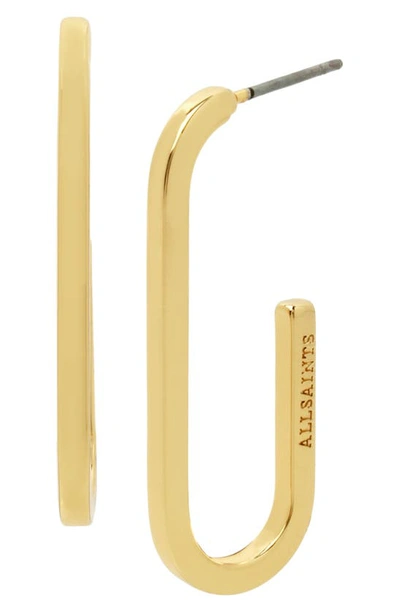 Shop Allsaints Large Oval Hoop Earrings In Shiny Gold