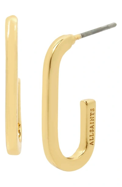 Shop Allsaints Small Oval Hoop Earrings In Shiny Gold