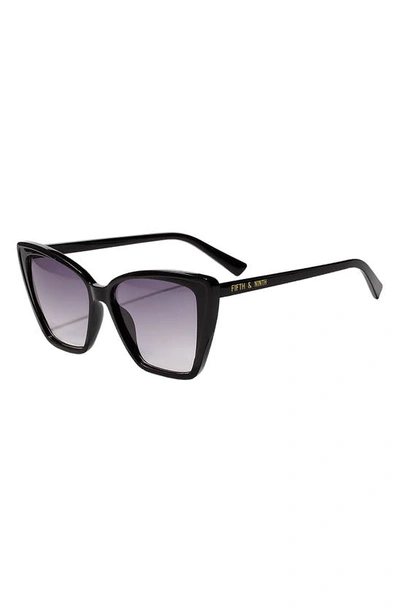 Shop Fifth & Ninth Moscow 53mm Cat Eye Sunglasses In Black/ Gray