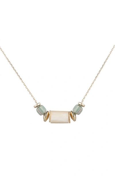 Shop Akola Maive Pendant Necklace In Mint/ Gold