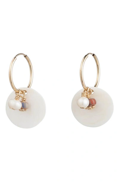Shop Akola Giselle Cultured Pearl Hoop Earrings In Blonde