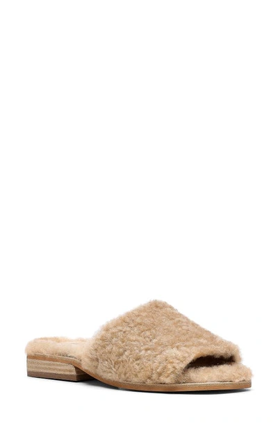 Shop Donald Pliner Leslie Genuine Shearling Slide Sandal In Natural