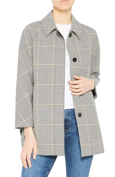 Shop Theory Plaid Slim Fit Car Coat In Ivory Multi