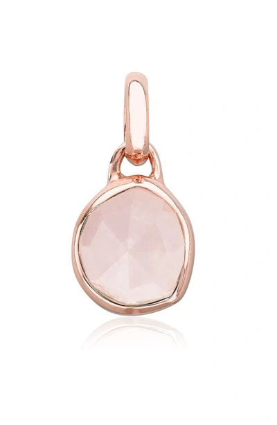 Shop Monica Vinader Siren Mini Semiprecious Stone Bezel Pendant Charm In Rose Gold