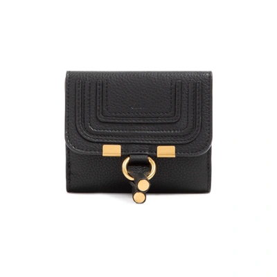 Shop Chloé Marcie Leather Wallet In Black