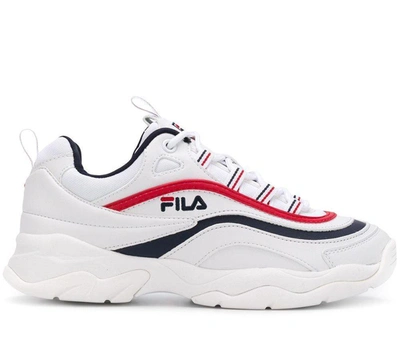 Fila Ray Disruptor Leather Platform Sneakers In White/navy/red | ModeSens