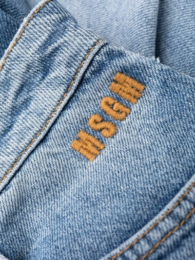 Shop Msgm Cropped Embroidered-logo Jeans In Mixed Colours