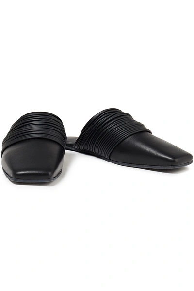 Shop Mm6 Maison Margiela Wire Leather Slippers In Black