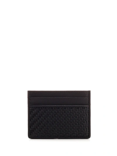 Shop Ermenegildo Zegna Logo Embossed Woven Cardholder In Black