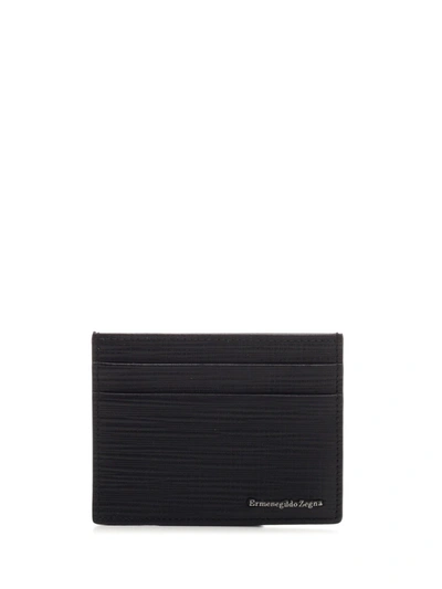 Shop Ermenegildo Zegna Logo Plaque Cardholder In Black