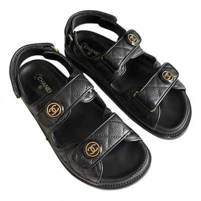 Chanel Black Leather Quilted CC Dad Sandals Unisex (41 EU) at 1stDibs  black  leather quilted sandals, chanel quilted sandals, chanel two strap sandals