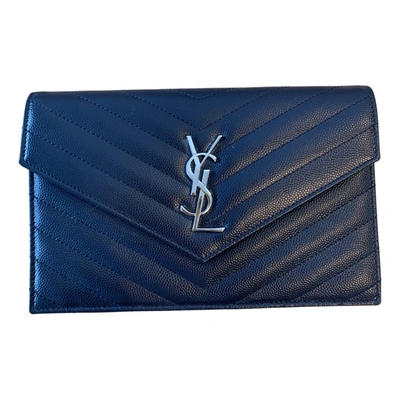 Pre owned Saint Laurent Portefeuille Enveloppe Leather Clutch Bag