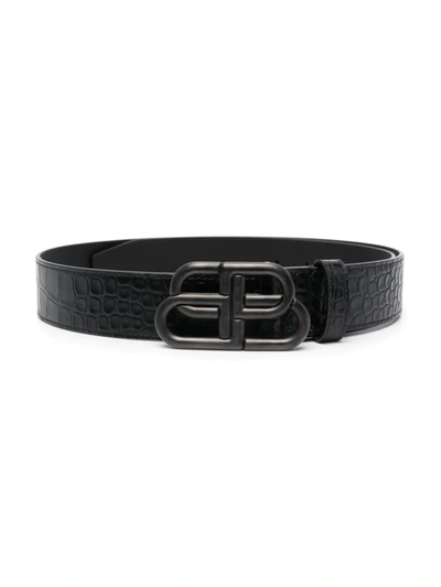 Shop Balenciaga Bb Logo-buckle Belt In Black