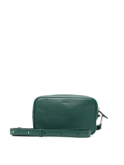 Shop Jil Sander Debossed-logo Shoulder Bag In Green