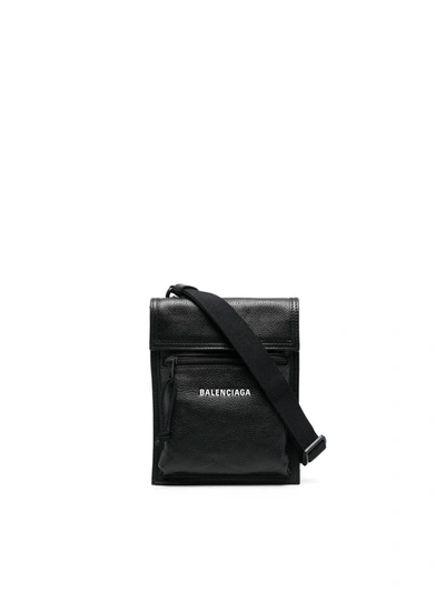 Shop Balenciaga Logo-print Shoulder Bag In Black